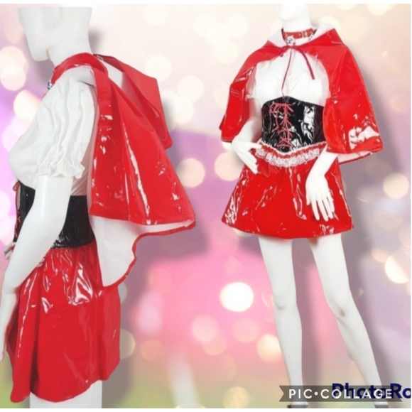 NEW M/L vinyl little red riding hood Costume+ tutu - Picture 5 of 11